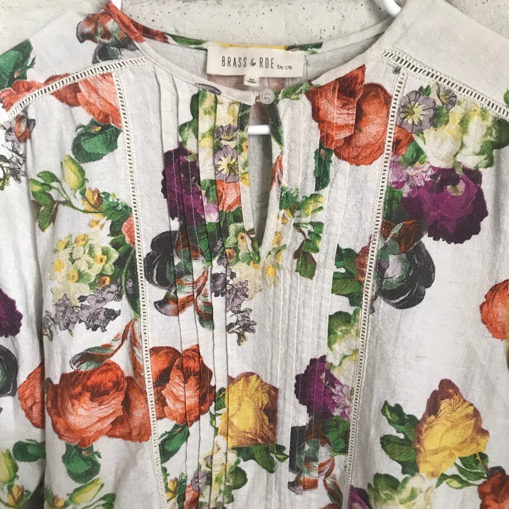 Brass & Roe Floral Long Sleeve Ruffle Bottom M - Picture 10 of 11